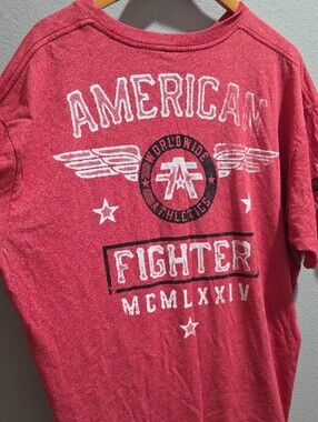 American Fighter Red Graphic Short Sleeve Tee with White Print-3XL